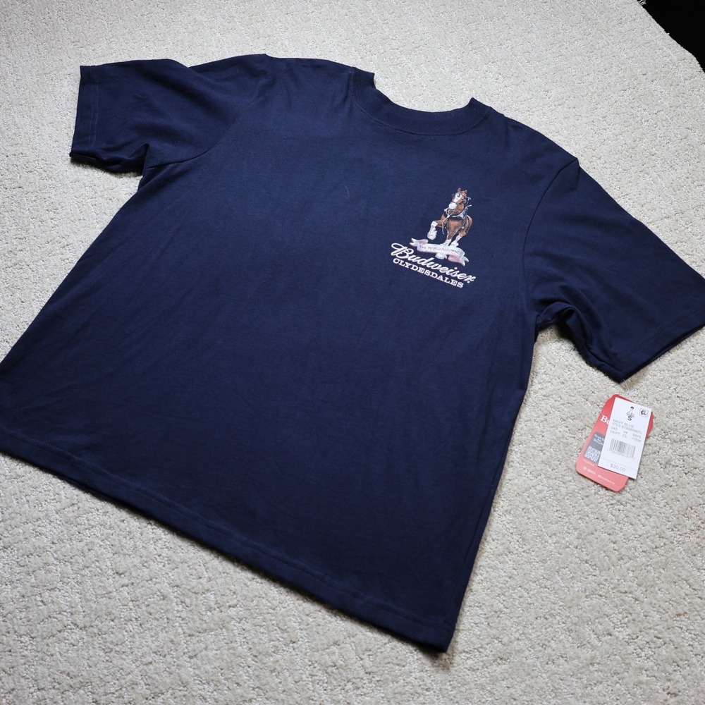 Budweiser Clydesdales Navy Blue Graphic T-Shirt Mens Small B20008AMNTG